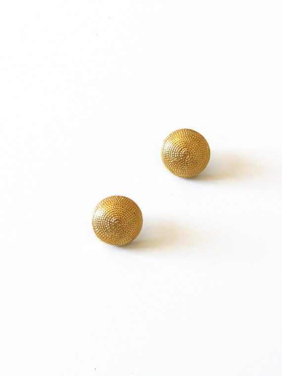 Vintage Gold Dome Earrings, Vintage Gold Earrings… - image 1