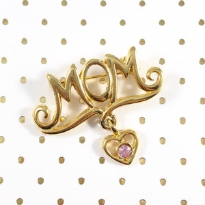 Love Mom Brooch, Mother&#39;s Day gift, mom, Special Gift, vintage Brooch, dangle heart brooch mother&#39;s jewelry, mother&#39;s brooch
