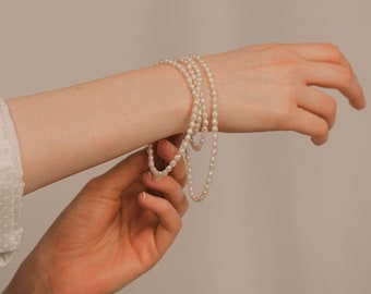 Long Baroque Pearl Necklace | Layering Pearl Strand | Bridal Jewelry | Vintage Style Wedding Necklace | 36-Inch Real Pearl Gift for Her