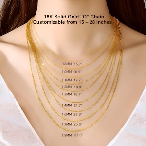 Customized 18K Solid Gold Chain Necklace, AU750, Personalized Gold Jewelry for Men and Women, Minimalist Dainty Gold Necklace, Luxury Gift