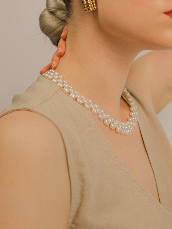 Freshwater Pearl Necklace, Natural Pearl Necklace, Wedding Necklace, Layering Necklace, Collar Necklace, gift for her