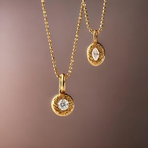 18K Solid Gold Rococo Style Natural Diamond Pendant, Gold Diamond Charm,Vintage-Inspired Necklace, Natural Diamond Gold Pendant, gift