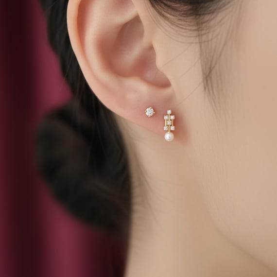 9K Solid Gold Pearl Drop Earrings | Elegant Everyday Pearl Earrings | Minimal Timeless Jewelry