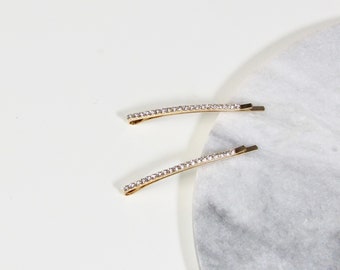 Dainty Fine Crystal 14k Gold Bobby Pin | luxury Hair Accessories | Gold Hair Pin | Gold Barrette | Crystals Bobby Pin | Wedding Hair Barrett