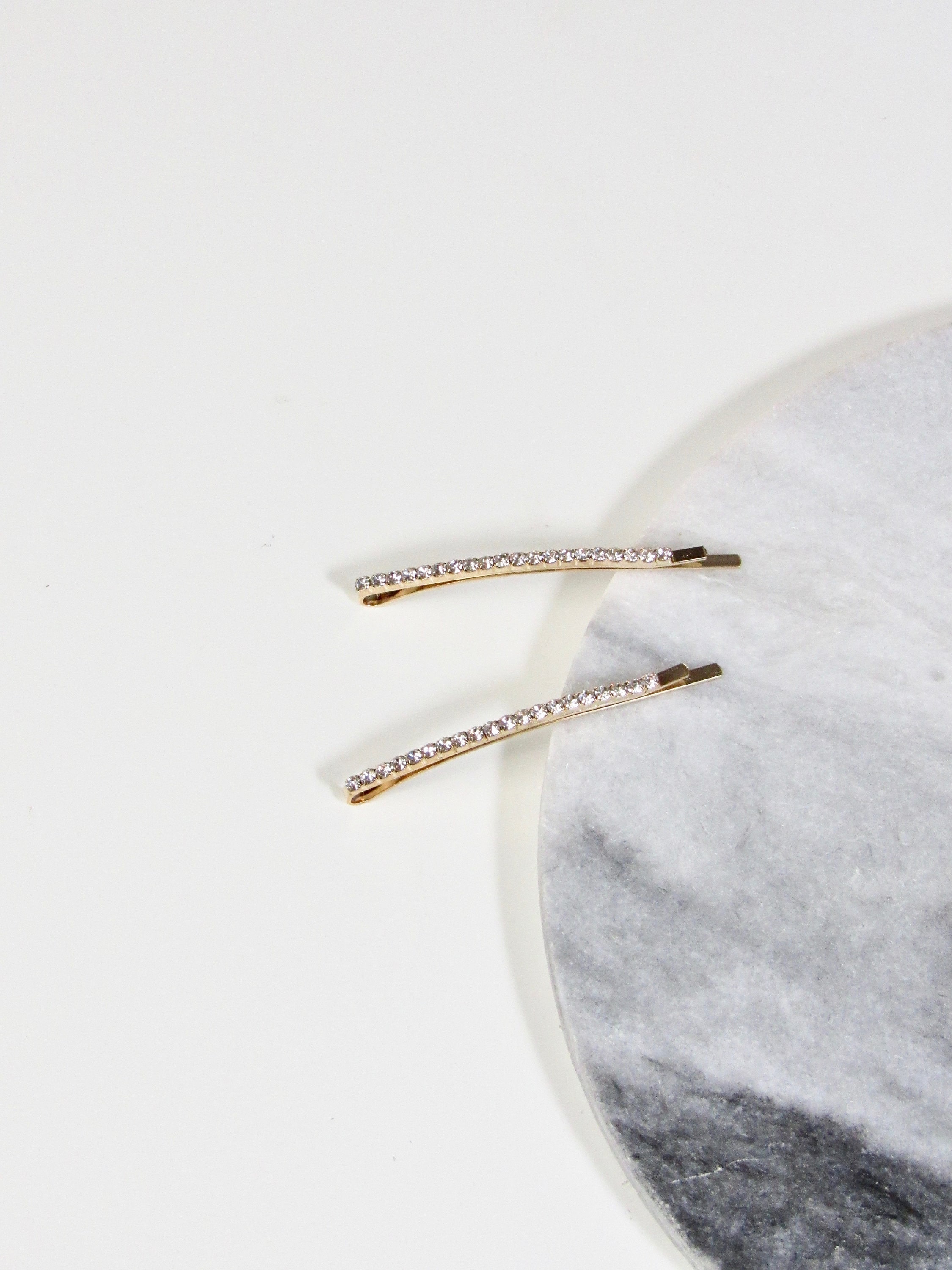 Dainty Fine Crystal 14k Gold Bobby Pin | luxury Hair Accessories | Gold Hair Pin | Gold Barrette | Crystals Bobby Pin | Wedding Hair Barrett