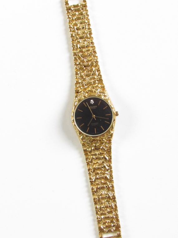 Vintage Black Dial Ladies Watch in Gold, Vintage … - image 3