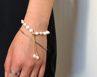 Baroque Pearl Bracelet, Baroque Pearl Bracelet, Beads Bracelet, Adjustable Bracelet, Bridal Bracelet