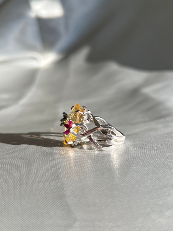 Dazzling Yellow Fire Opal Cocktail Ring with Cert… - image 3