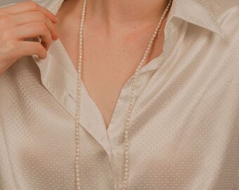 Romantic Baroque Pearl Necklace | Extra Long 63” Strand | Layering Jewelry for Brides & Everyday Elegance | Unique Gift for Her
