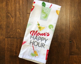 Mom's Happy Hour //  Embroidered Cocktail Kitchen Towel