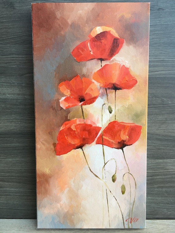 Flowers Original Oil Painting Art Poppy