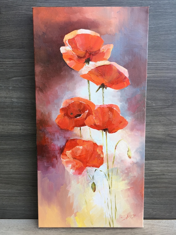 Flowers Poppy Wall Art Original Oil