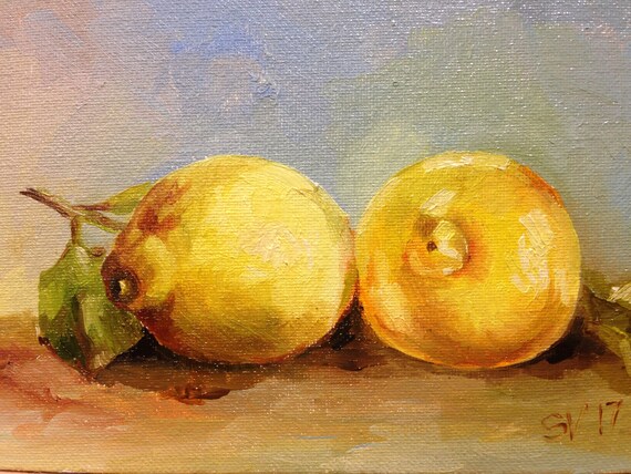 Lemon Original Oil Small Painting Art