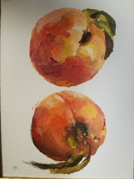 Apple Original Oil Painting, Still life Kitchen Decor