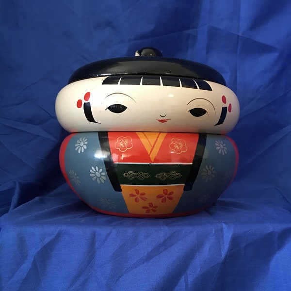 Kokeshi Jubako Box - Ancienne boîte à lunch Kokeshi