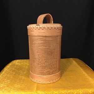 Russian Bark Cylinder Storage Jar - Birch Bark Lidded Jar