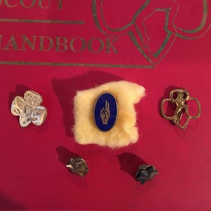1950s Girl Scout Brownie Book & Enamel Pins Archive