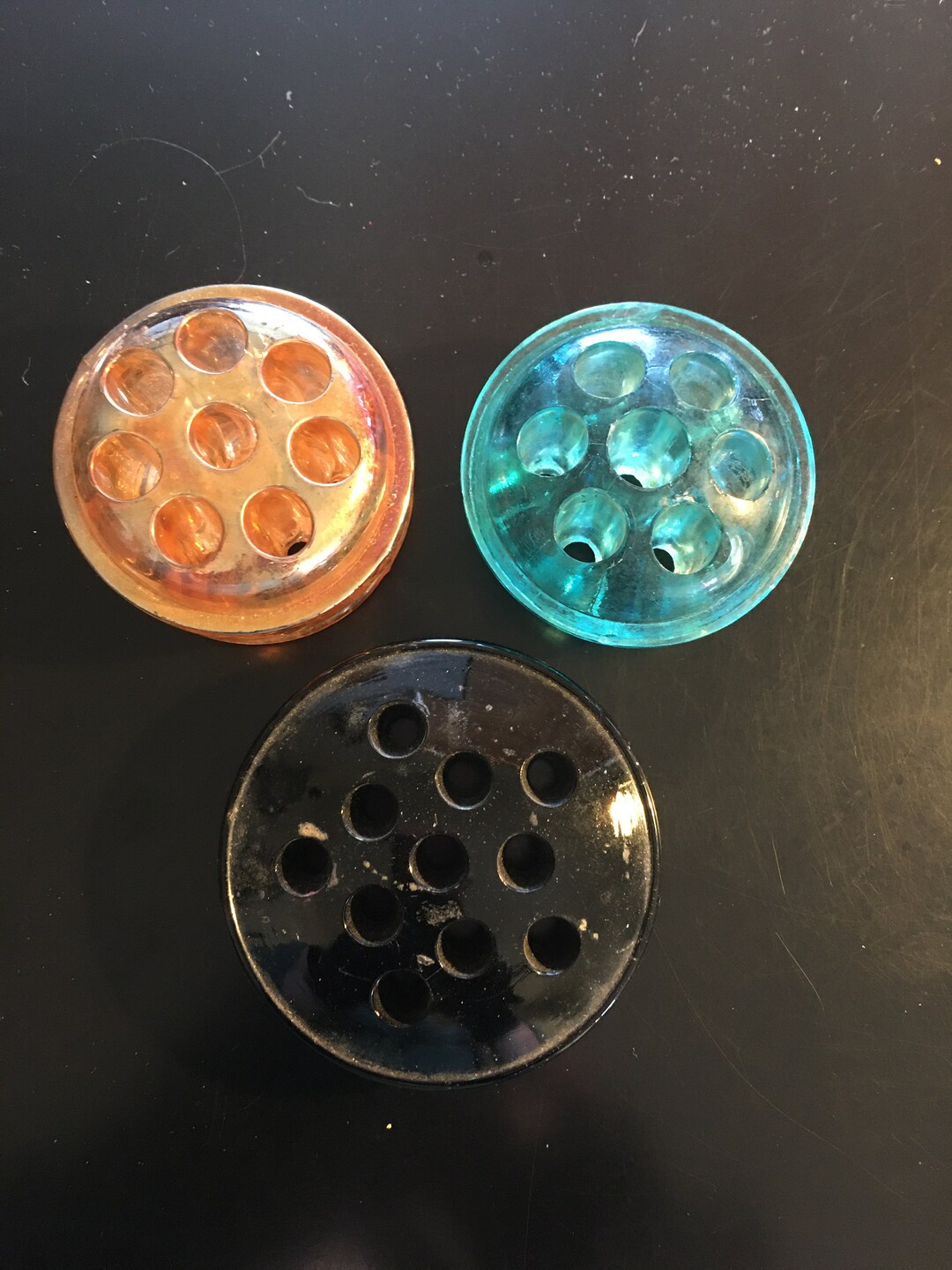 Glass Flower Frogs Colored Glass Frogs Etsy