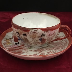 Child&#39;s Tea Cup and Saucer - Japanese Imari Cup and Saucer - Small Tea Cup and Saucer