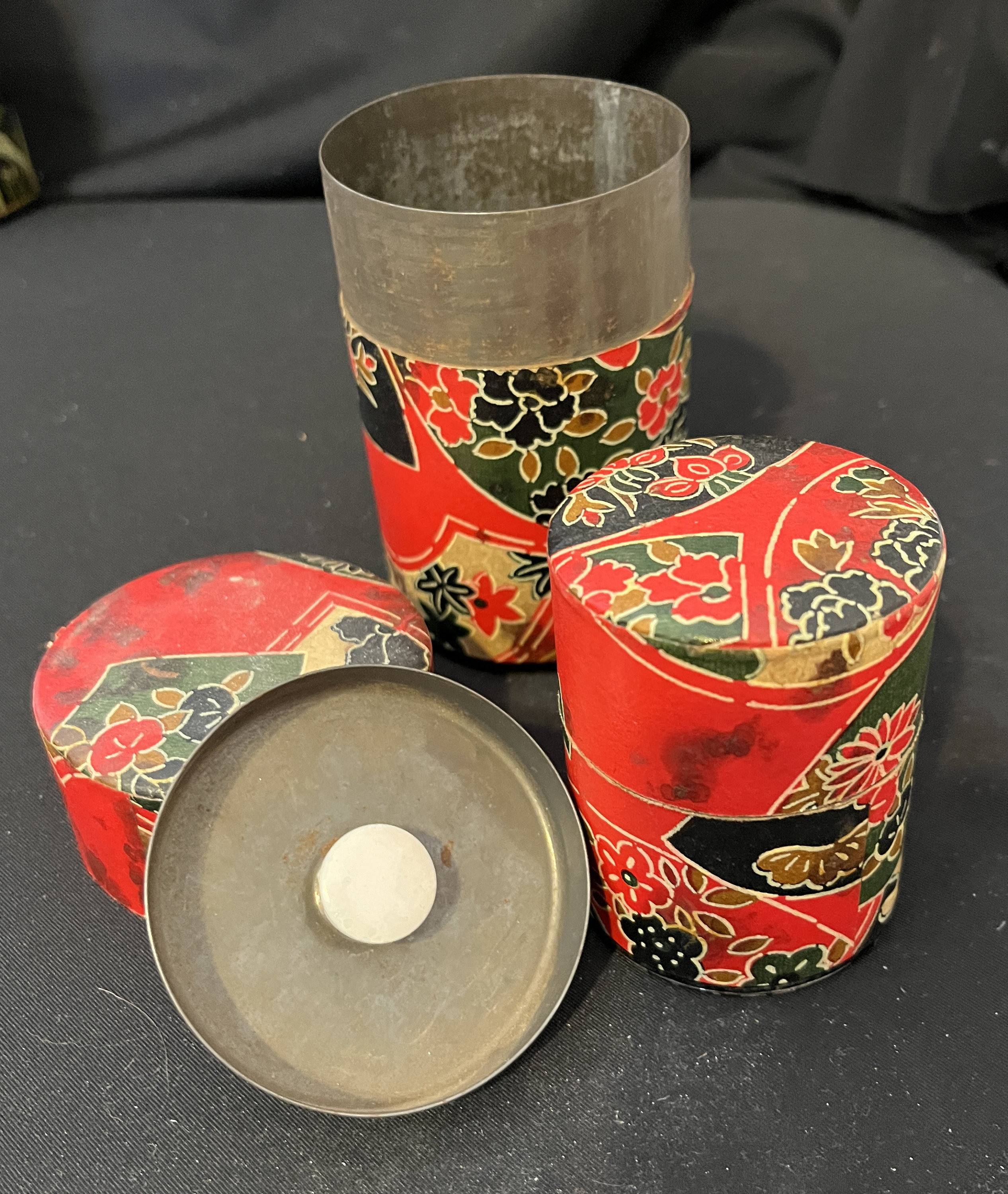 Kashmiri Papier Mache Box & Japanese Washi Nesting Boxes - Vintage