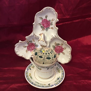 Ceramic Candy Dish and Tea Cup Pin Cushion