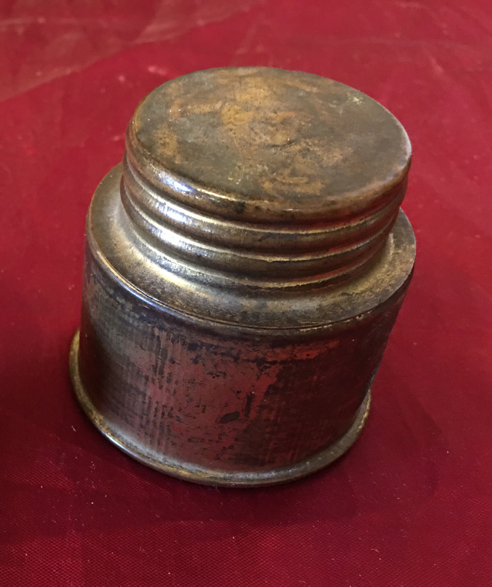 Brass Ink Bottle - Antique Boxes and Tins