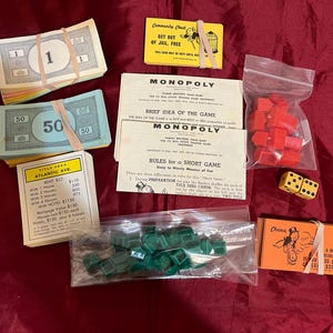 Monopoly Game Parts - Extra Money, Deeds, Buildings & More