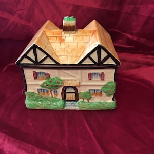 Vintage Ceramic House Cookie Jar: Hansel & Gretel Style