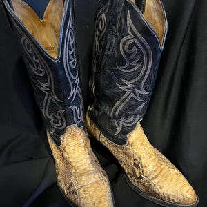 Dingo Bottes de cowboy western en cuir et peau de serpent - Bottes en peau de python, style 5130, peau de python