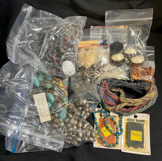 More Than Pound of Beads Crafting, Jewelry Making, Vintage