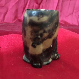 Tortoiseshell Soapstone Brush Pot - Boho Asian Decor Eclectic Decor