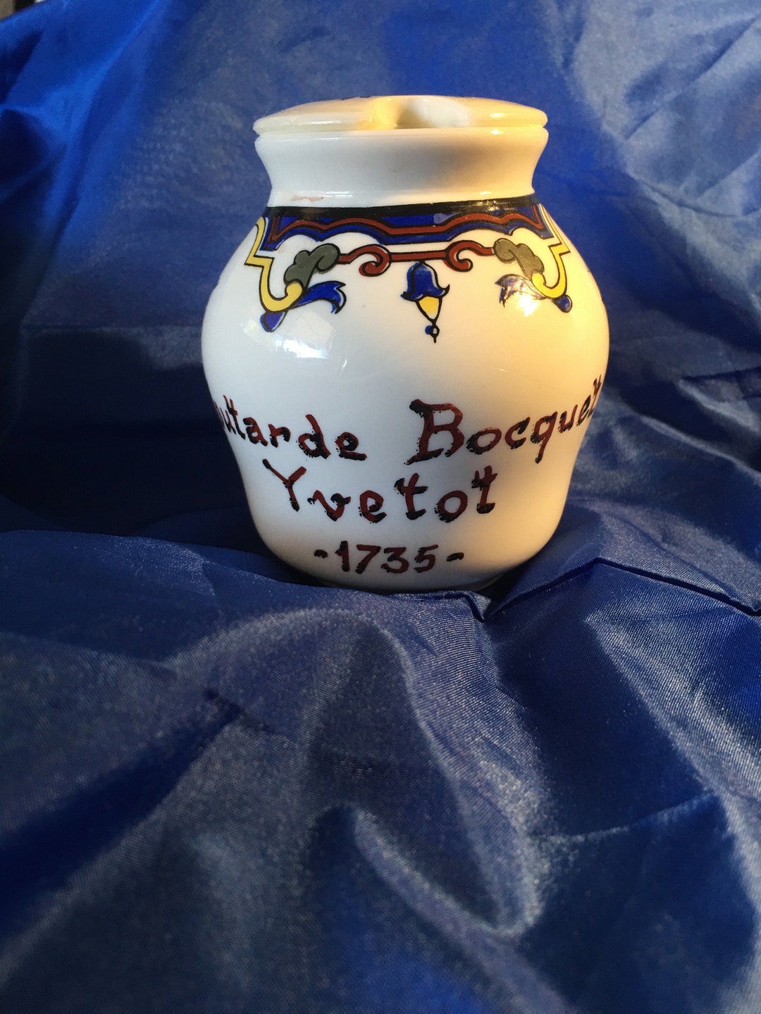 Vintage French Moutarde Bocquet Yvetot 1735 Milk Glass Mustard Jar With Lid Etsy