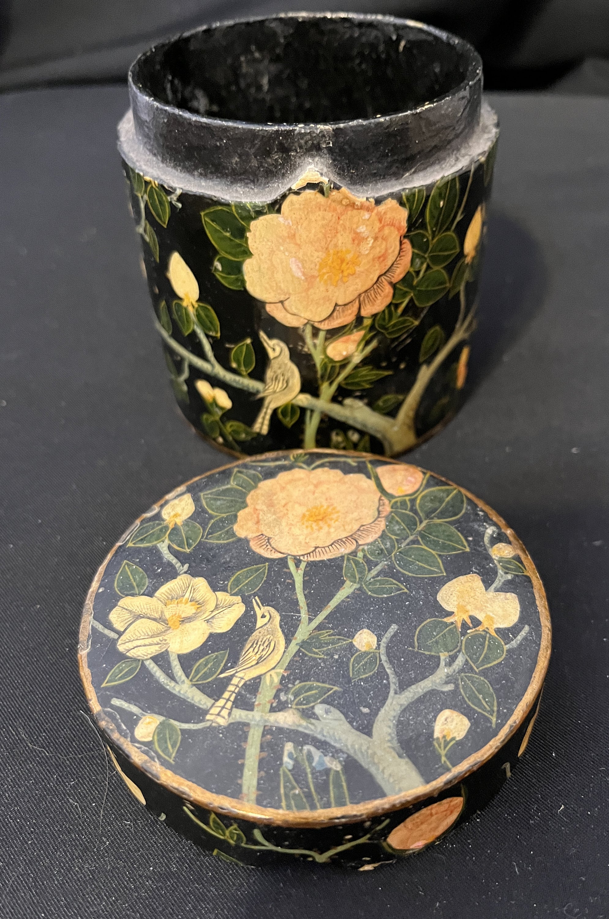 Kashmiri Papier Mache Box & Japanese Washi Nesting Boxes - Vintage