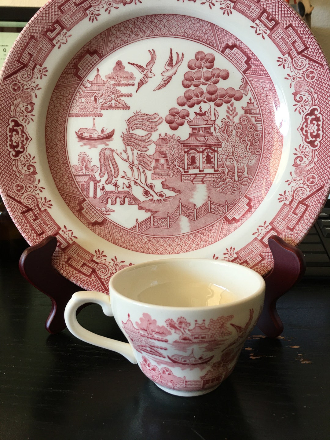 Red Willow Pattern 10 Plate & Teacup by Churchill Etsy