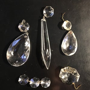 Mixed Chandelier Crystals & Pins: Replacement Glass Parts
