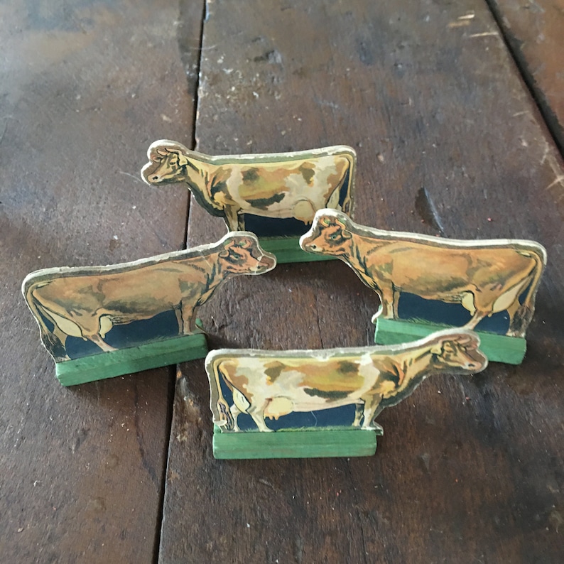 Cardboard Double Sided Animals with Stands 1930s Cardboard Farm Animals