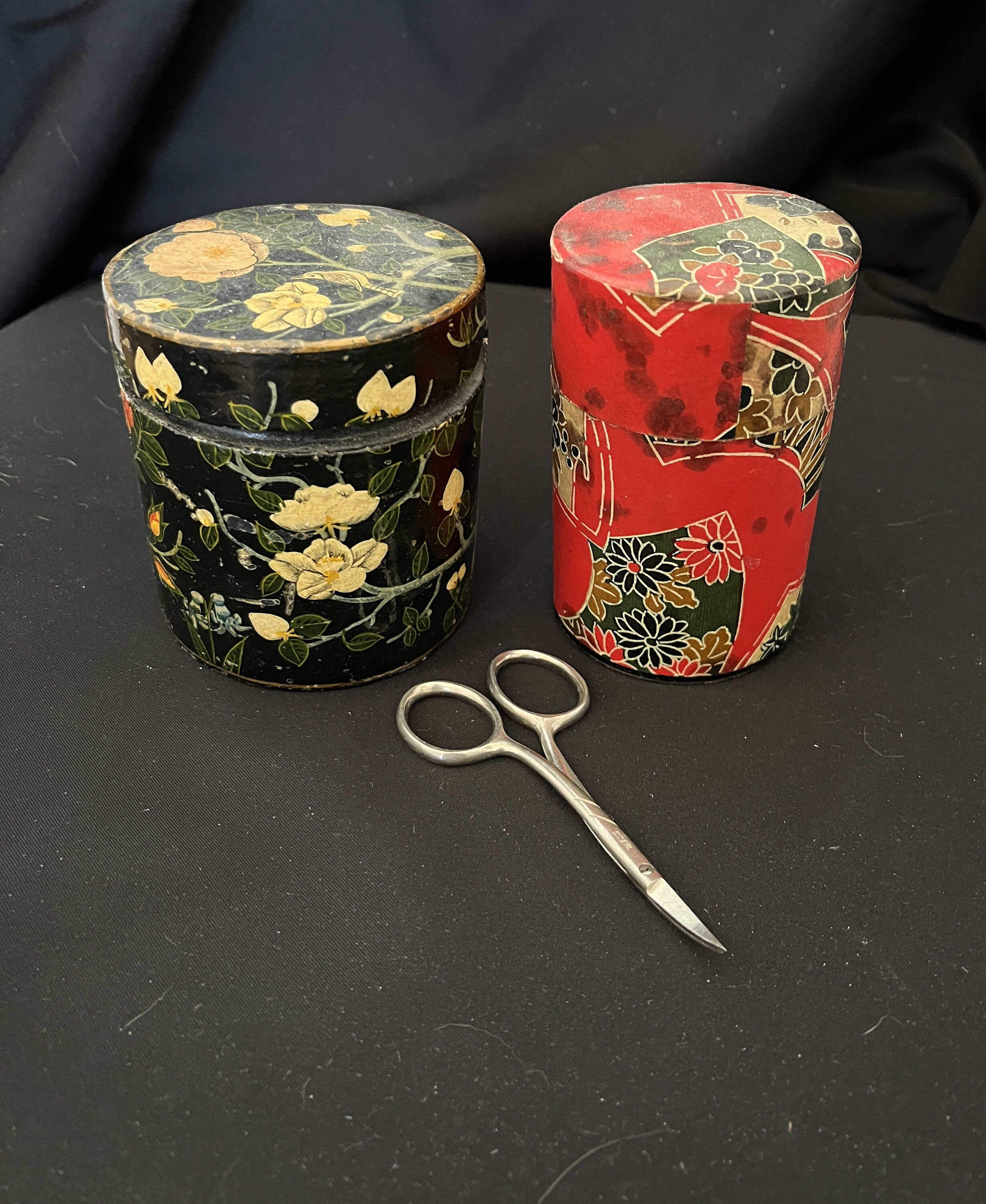 Kashmiri Papier Mache Box & Japanese Washi Nesting Boxes - Vintage