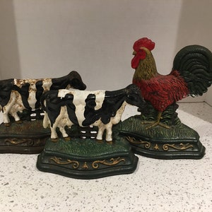 Cast Iron Door Stop: Milk Cow or Rooster - Wright Studios