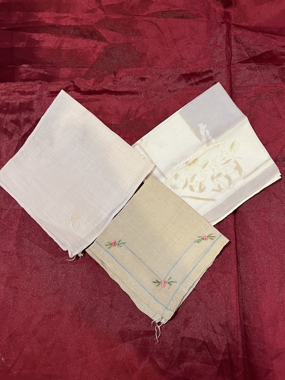 Linen Hankies - Antique Linen - Unbleached Linen … - image 1