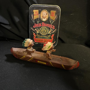 Vintage Novelty Items - Jack Daniel&#39;s Sample Tin & Minnesota Souvenir Canoe