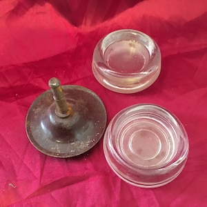 Vintage Glass Furniture Coasters: Individual or Metal Screw-In Set