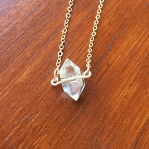 Herkimer Diamond Necklace, Solitary Herkimer Diamond Necklace, 24K Gold Necklace, Gold Necklace, Raw Herkimer Diamond