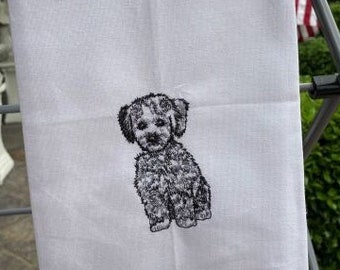 Poodle tea towel