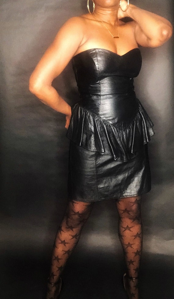 Vintage leather peplum dress