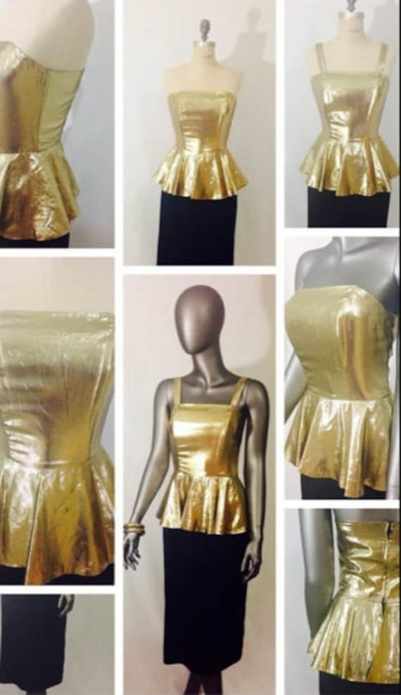 Peplum dress vintage metallic - image 3