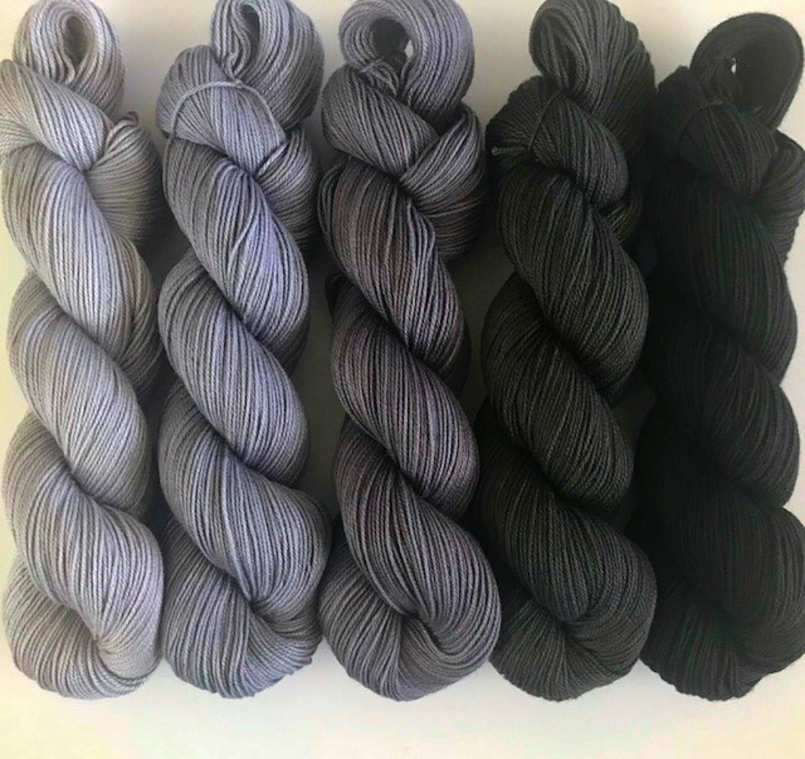 Hand Dyed Vegan Yarn Kit Grey and Black Gradient Semi Etsy