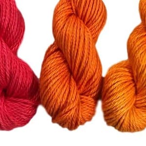 Hand Dyed Yarn Red Orange Gradient Kit Semi Solids Bamboo Cotton DK Light Worsted Ultra Soft Plant Based Tonals Indie Dyed image 3