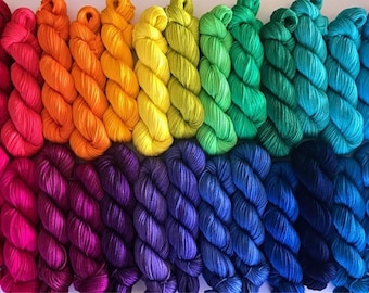 Vegan Yarn Hanks - Hand Dyed - DK / Light Worsted - Choose Your Color and Skein Size - Semi Solids and Tonals - Bamboo Cotton 3 Ply Sport