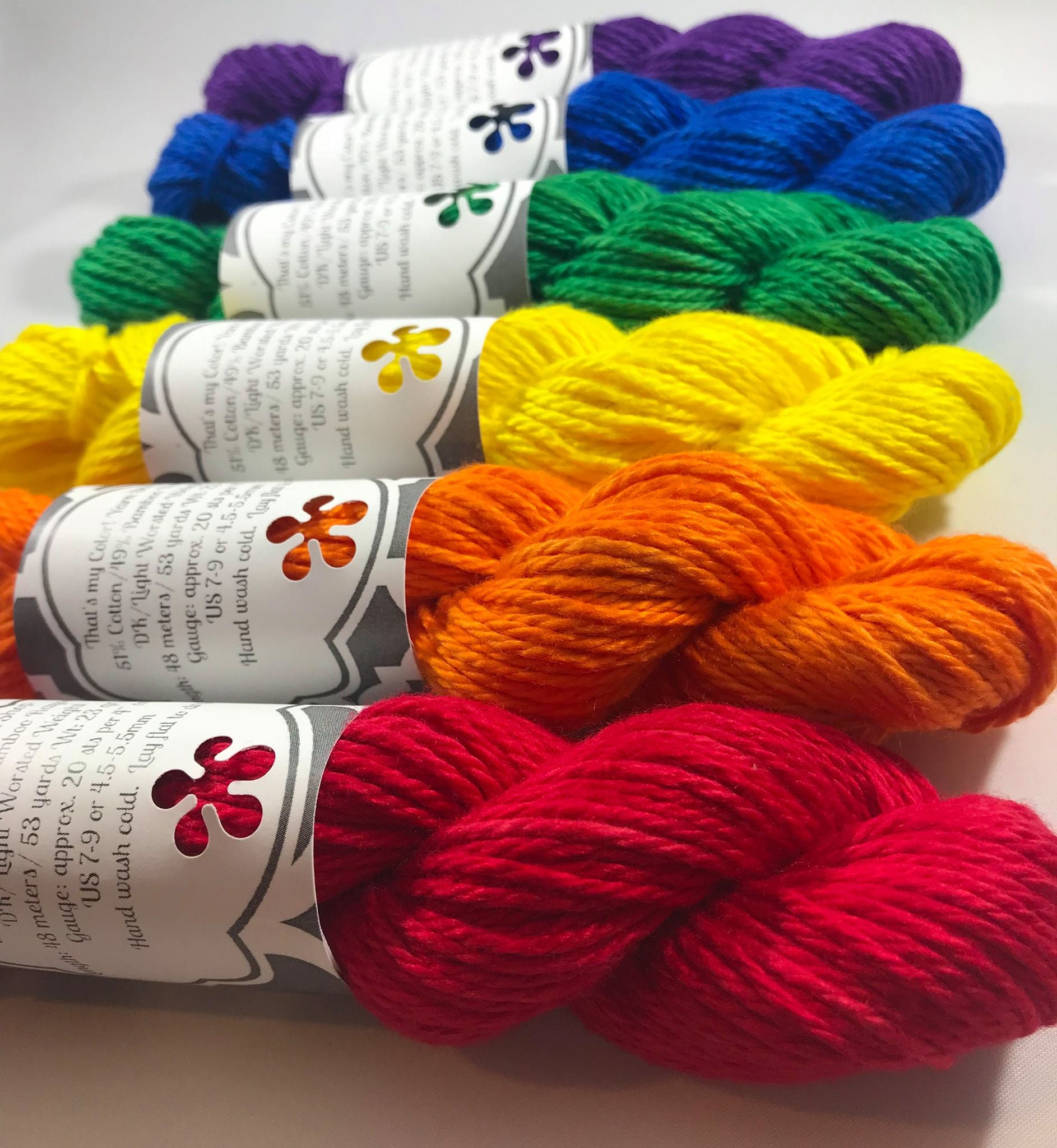 Rainbow Mini Skein Set Hand Dyed Yarn Semi Solid Tonal Etsy