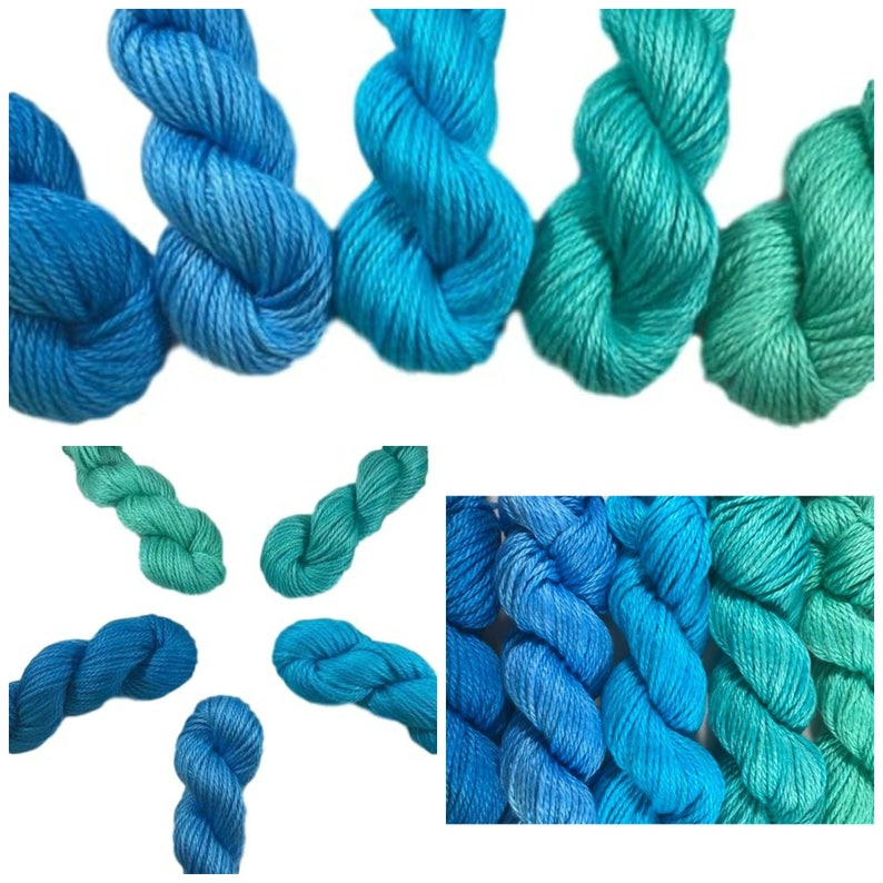 Bamboo Cotton Yarn Hand Dyed Teal Blue Gradient DK Light Etsy